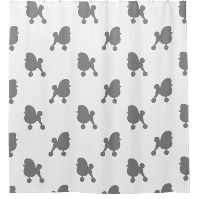 Extravagant-Spielzeug-Poodle-Silhouetten-Muster Duschvorhang (Vorderseite)