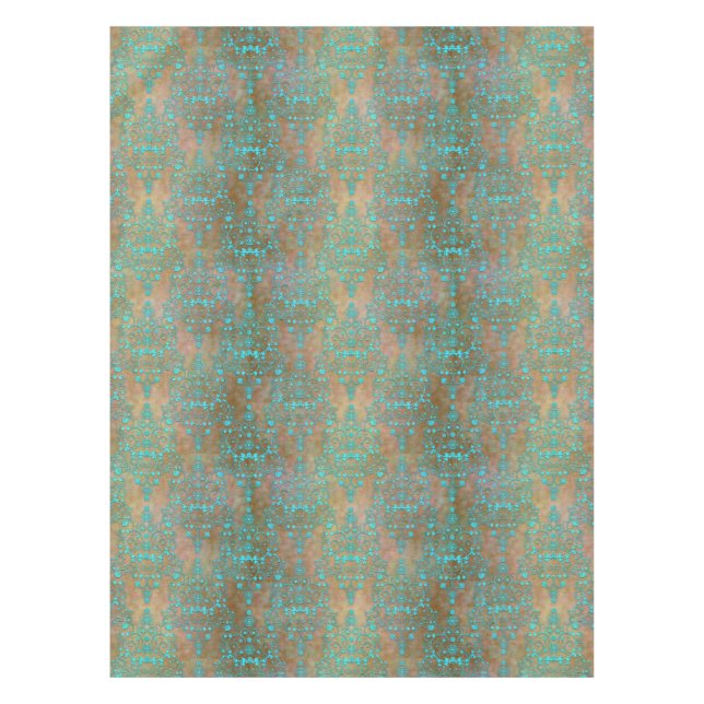 Extravagant Türkis über braunen Damaske Tischdecke (Vorderseite)