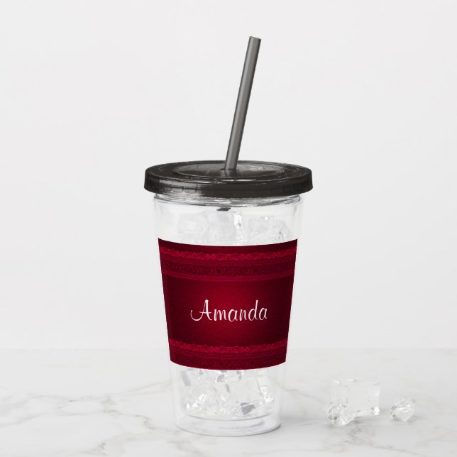 Extravagant und elegant roter Hintergrund Stilvoll Acryltrinkbecher (Rückseite Ice)