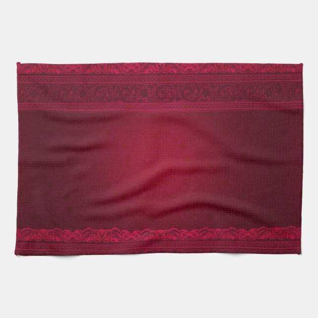 Extravagant und elegant roter Hintergrund Stilvoll Geschirrtuch (Horizontal)
