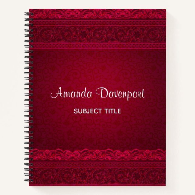 Extravagant und elegant roter Hintergrund Stilvoll Notizbuch (Vorderseite)