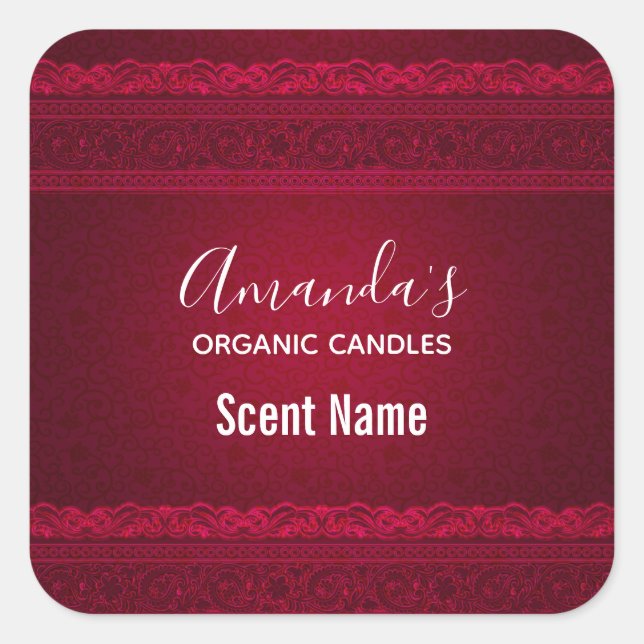 Extravagant und elegant roter Hintergrund Stilvoll Quadratischer Aufkleber (Vorderseite)