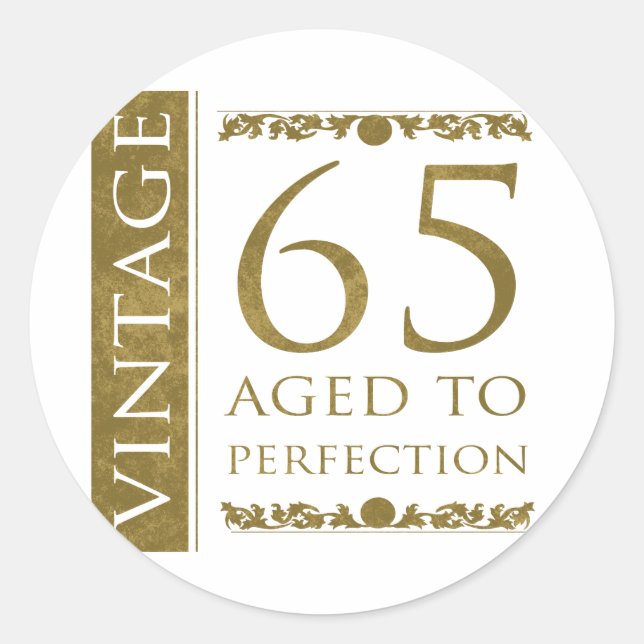 Extravagant Vintag 65. Geburtstag Runder Aufkleber (Vorderseite)