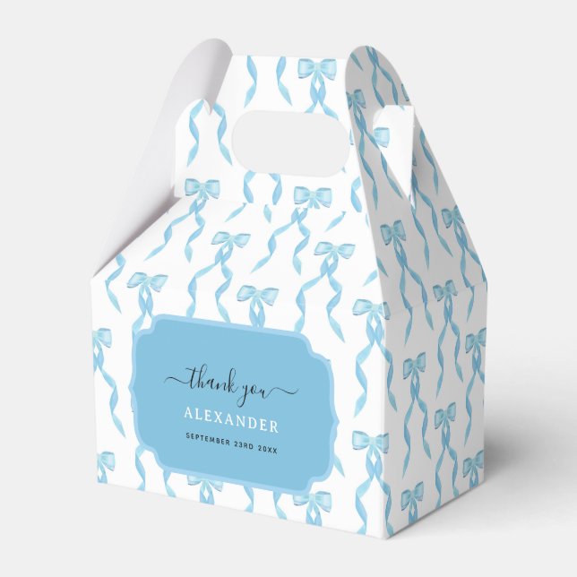 Extravagant Watercolor Blue Bow Birthday Geschenkschachtel (Vorderseite)