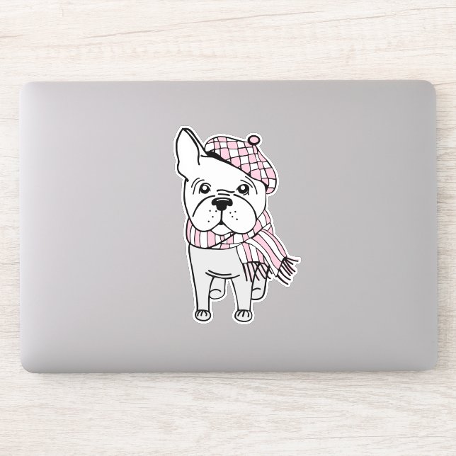 Extravagant Winter French Bulldog Vinyl Sticker (Computer)