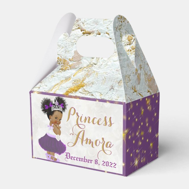 Extravagante afrikanische Prinzessin in Lila und m Geschenkschachtel (Vorderseite)