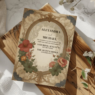 Extravagante antike Vintage Jugendstil-Hochzeit Einladung