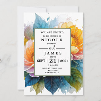 Extravagante Aquarellblume Einladung