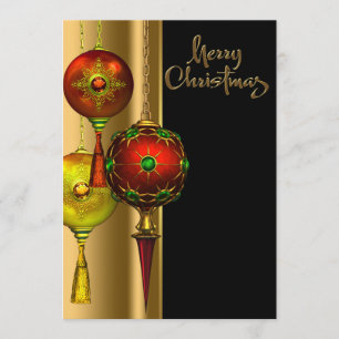 Extravagante Bäume Ornamente Rotes Gold Party Einladung