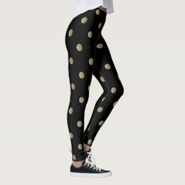 Extravagante Beige und Schwarz Retro Polka Dot Leg Leggings