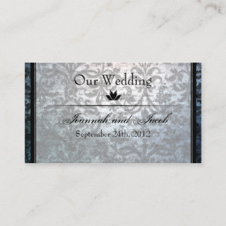 Extravagante Black Damask Wedding Website Card Begleitkarte