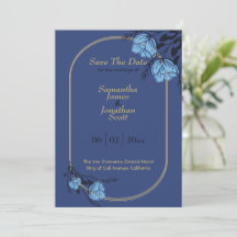 Extravagante blaue Blume Hochzeit speichern das Da