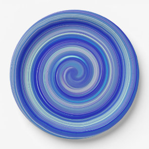 Extravagante Blauspirale Pappteller