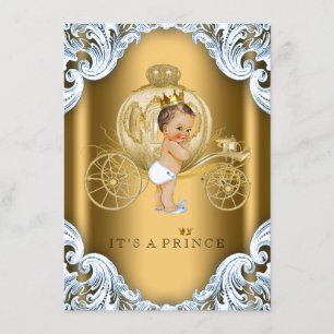 Extravagante Blue-Gold-Carriage Prince Baby-Dusche Einladung