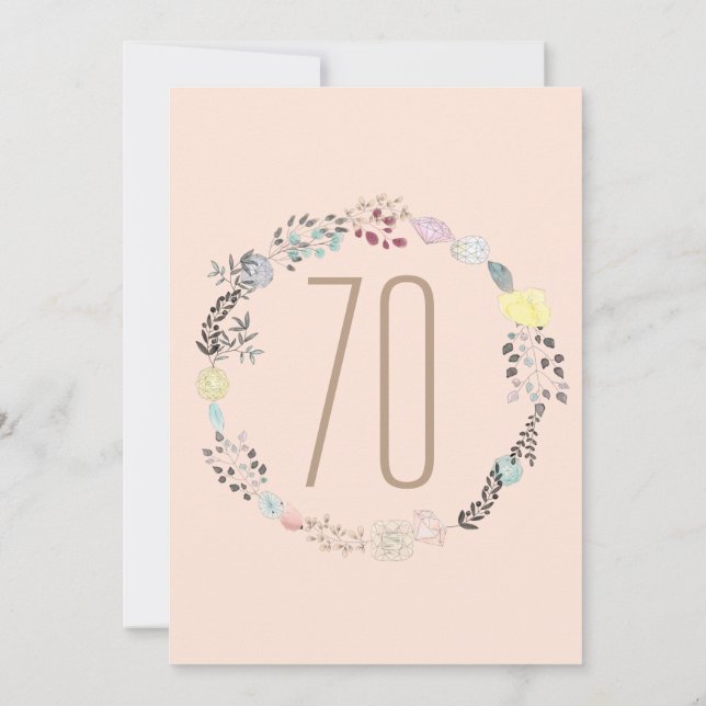 Extravagante Blume und Diamanten 70. Geburtstag Einladung (Rückseite)