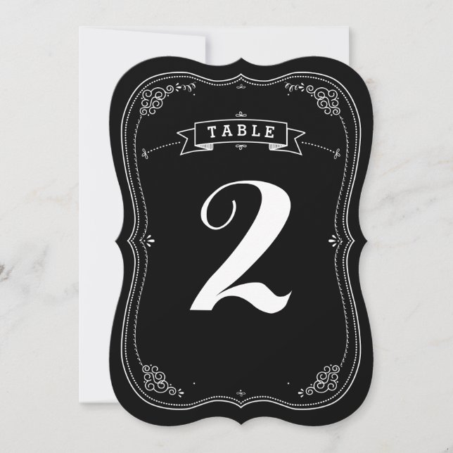 Extravagante Chalkboard Vintage Wedding Tischnumme Einladung (Vorderseite)