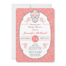 Extravagante Damask Skull Baby Dusche Einladung in