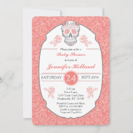 Extravagante Damask Skull Baby Dusche Einladung in