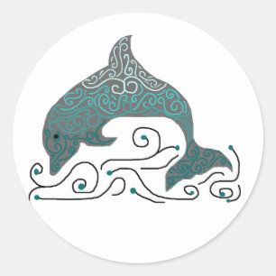 Extravagante Dolphin-Aufkleber Runder Aufkleber