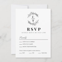 Extravagante Einfache Monogramm-Hochzeitskarte