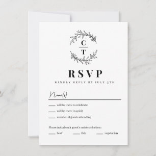 Extravagante Einfache Monogramm-Hochzeitskarte Einladung
