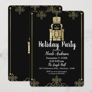 Extravagante Elegante Gold Black Nutcracker Urlaub Einladung