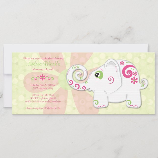 Extravagante Elephant Baby Dusche Einladung (Vorderseite)