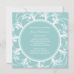 Extravagante Floral Quinceanera Invite (Türkis) Einladung