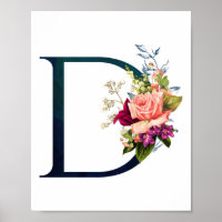Extravagante florale Monogramm Letter D