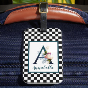Extravagante florale Monogrammkarte A des Prüfbret Gepäckanhänger