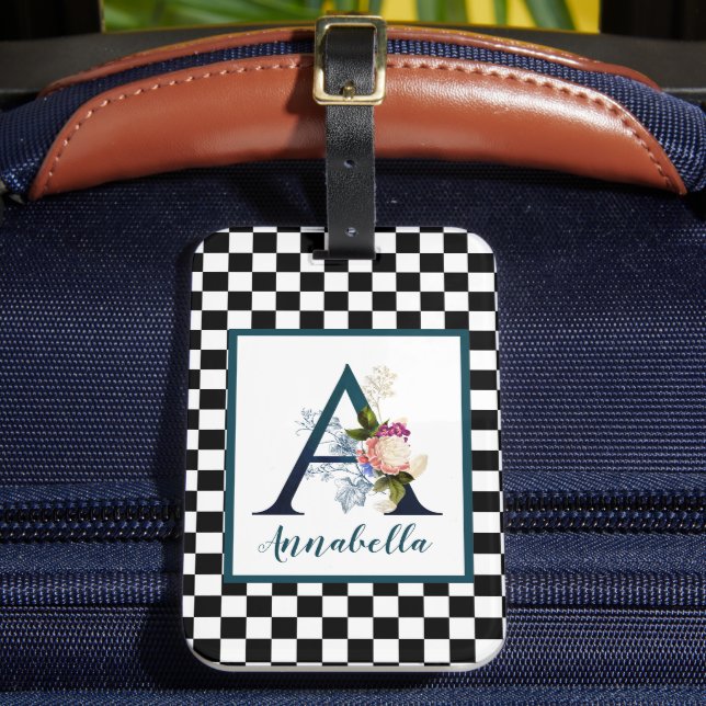 Extravagante florale Monogrammkarte A des Prüfbret Gepäckanhänger (Vorderseite Insitu 2)