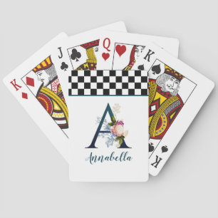 Extravagante florale Monogrammkarte A des Prüfbret Spielkarten