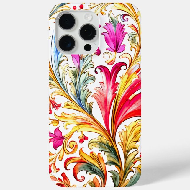 Extravagante florentinische Design Wasserfarben-Bl Case-Mate iPhone Hülle (Rückseite)