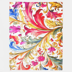 Extravagante florentinische Design Wasserfarben-Bl Fleecedecke