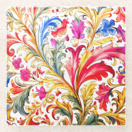 Extravagante florentinische Design Wasserfarben-Bl Glasuntersetzer