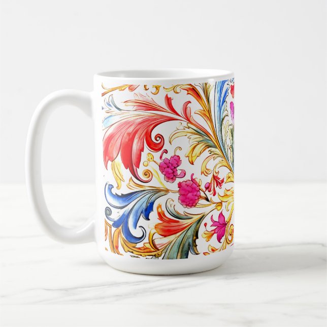 Extravagante florentinische Design Wasserfarben-Bl Kaffeetasse (Links)