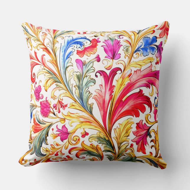 Extravagante florentinische Design Wasserfarben-Bl Kissen (Vorderseite)