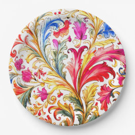 Extravagante florentinische Design Wasserfarben-Bl Pappteller