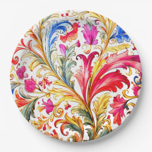 Extravagante florentinische Design Wasserfarben-Bl Pappteller