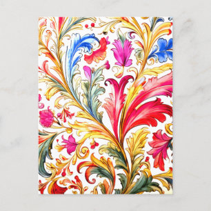 Extravagante florentinische Design Wasserfarben-Bl Postkarte