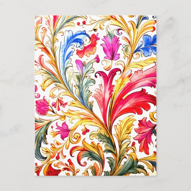 Extravagante florentinische Design Wasserfarben-Bl Postkarte (Vorderseite)