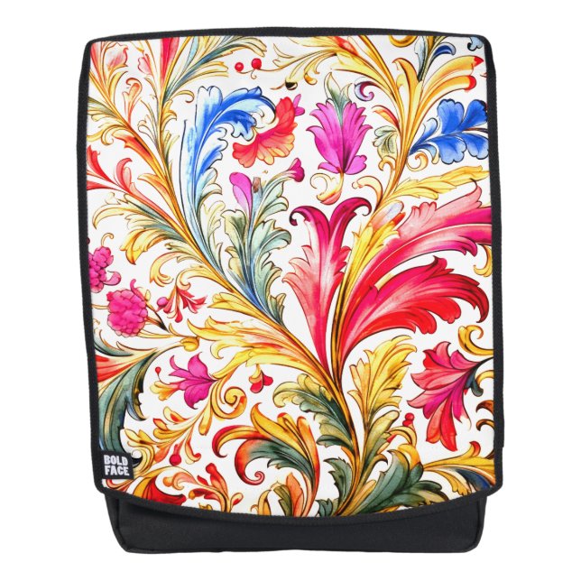 Extravagante florentinische Design Wasserfarben-Bl Rucksack (Vorderseite)