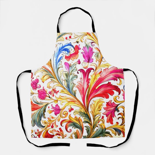 Extravagante florentinische Design Wasserfarben-Bl Schürze (Vorderseite)