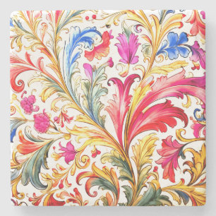 Extravagante florentinische Design Wasserfarben-Bl Steinuntersetzer