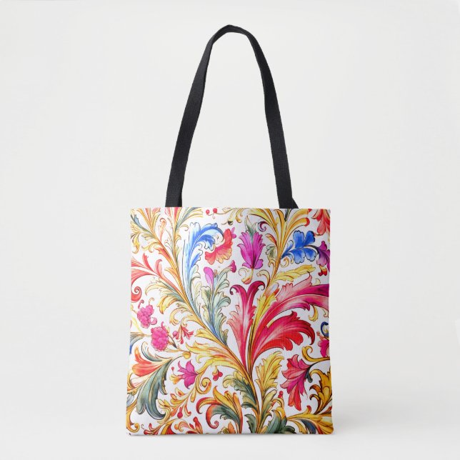 Extravagante florentinische Design Wasserfarben-Bl Tasche (Vorderseite)