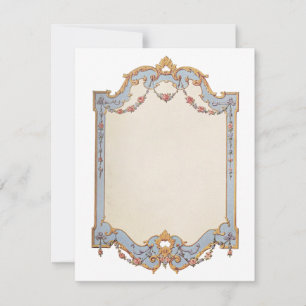 Extravagante französische Frame Blue Gold Scroll R Einladung