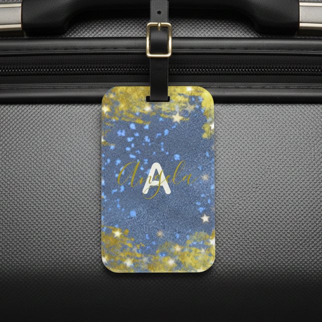 Extravagante Glitterie Blau und Gold Girl Custom Gepäckanhänger (Von Creator hochgeladen)