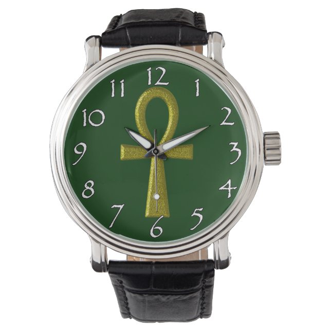 Extravagante Gold Ankh Watches Armbanduhr (Vorderseite)