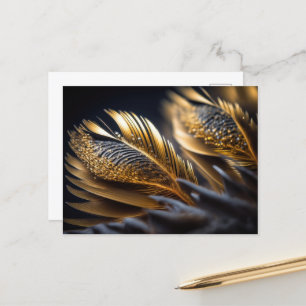 Extravagante goldene Dekorationsfedern Postkarte