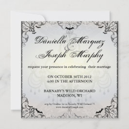 Extravagante Gothic Bats Halloween Hochzeitseinlad Einladung